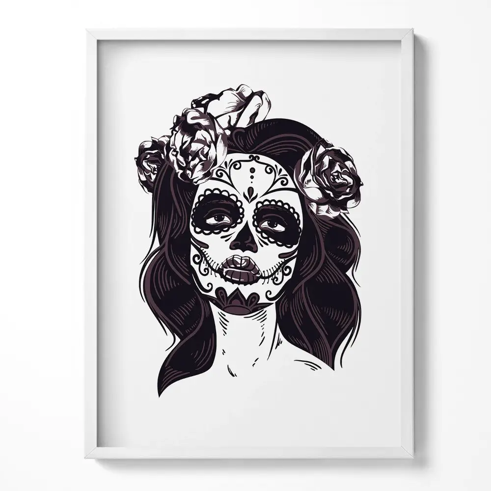 Obraz v ráme s ilustráciou dievčaťa v mexickom štýle