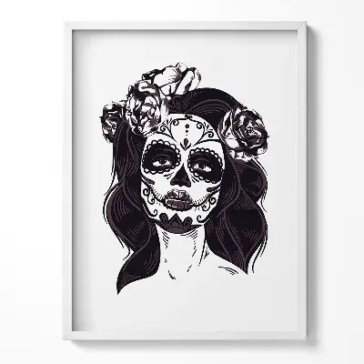 Obraz v ráme s ilustráciou dievčaťa v mexickom štýle