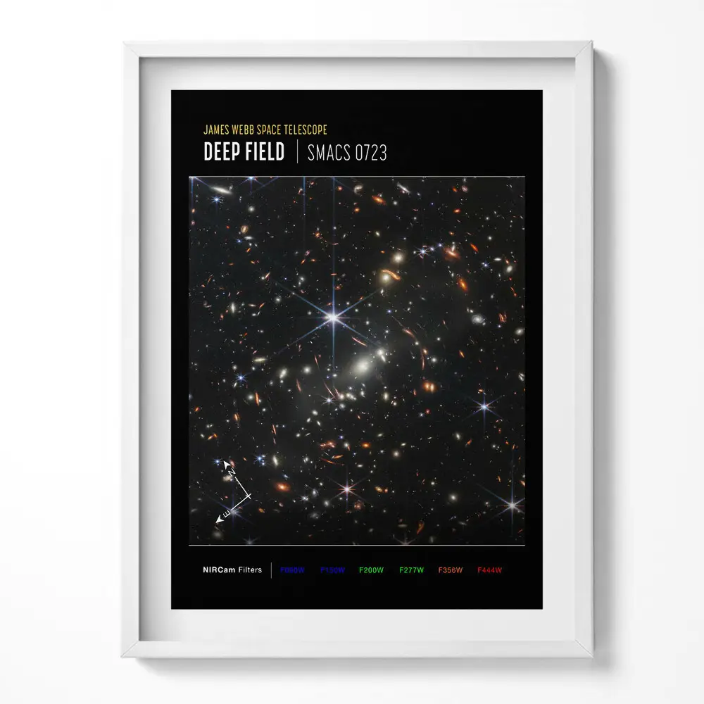 Plagát NASA s vesmírnou fotografiou v ráme