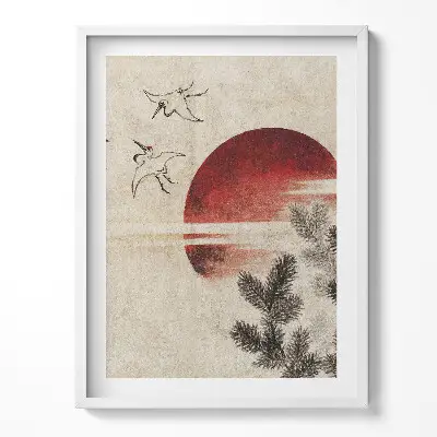 Obraz v ráme Japonské umenie západ slnka