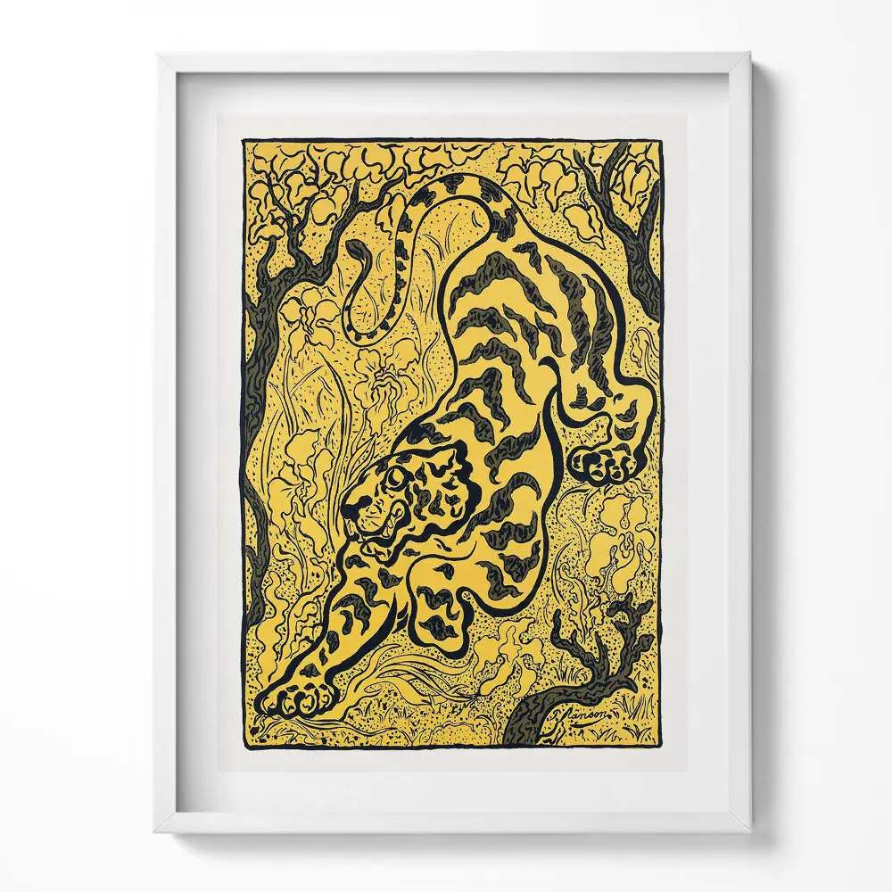 Obraz v ráme s ilustráciou čínskeho tigra