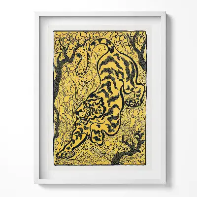 Obraz v ráme s ilustráciou čínskeho tigra