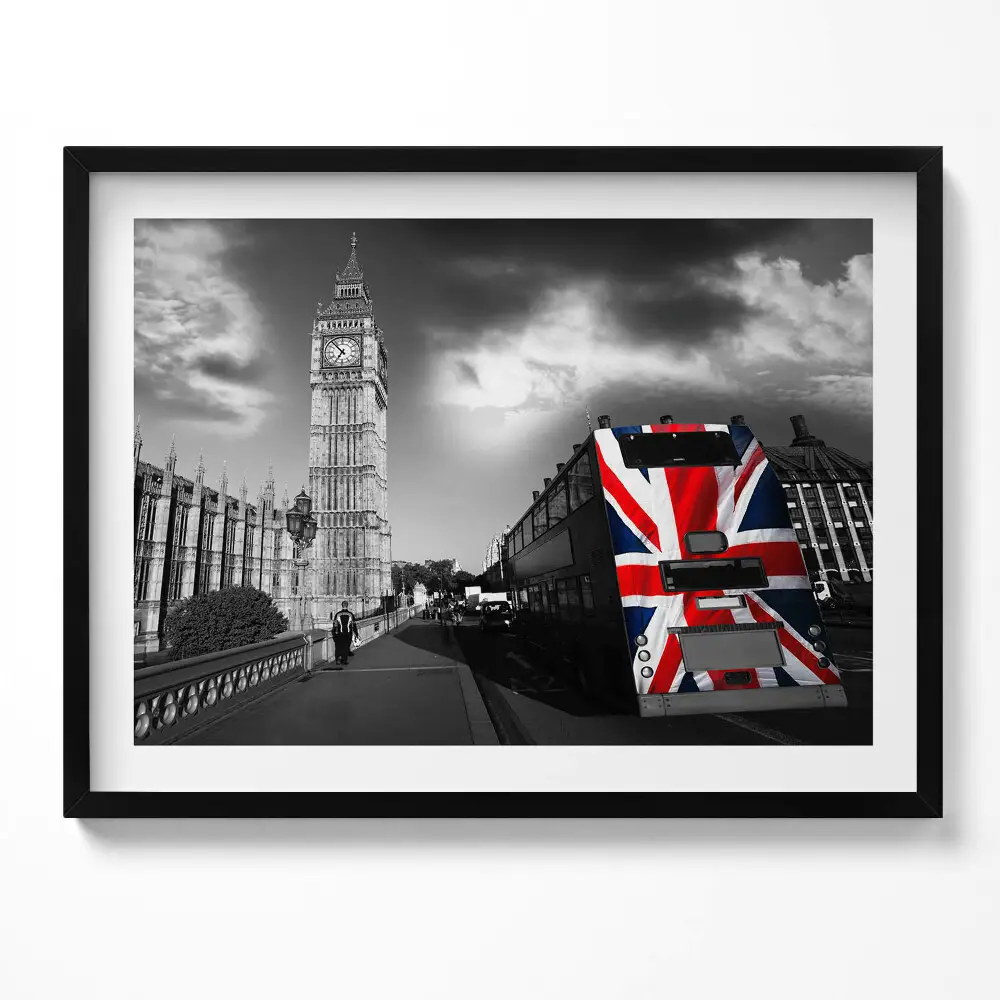 Obraz s rámom Big Ben a londýnsky autobus