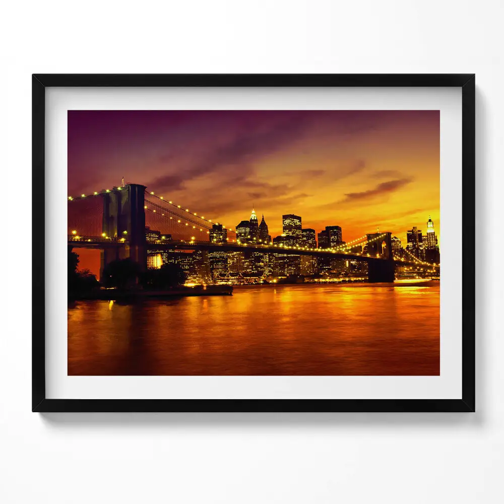 Obraz v ráme Večerný pohľad na Brooklynský most