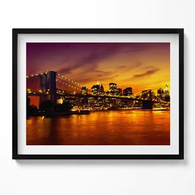 Obraz v ráme Večerný pohľad na Brooklynský most