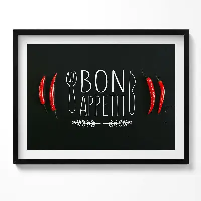 Obraz s rámom s nápisom Bon appetit