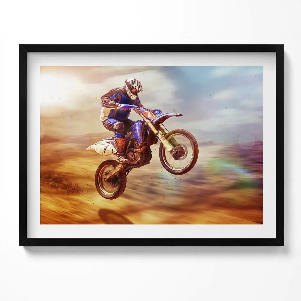 Obraz s rámom Motocyklista v púšti
