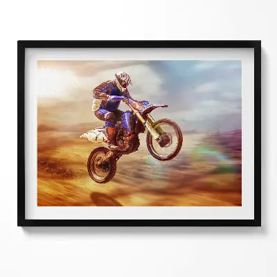 Obraz s rámom Motocyklista v púšti