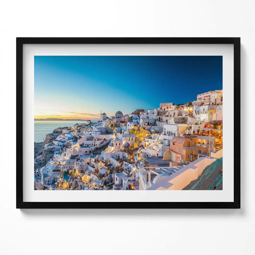 Obraz v ráme Západ slnka na Santorini