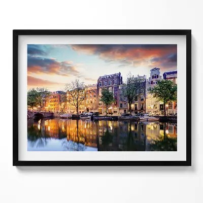 Obraz s rámom Domy v Amsterdame