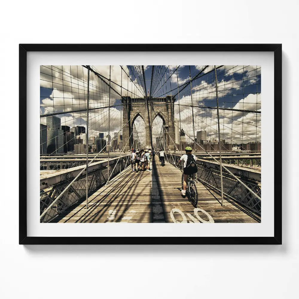 Obraz s rámom Pohľad na Brooklynský most v New Yorku