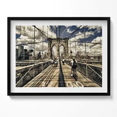 Obraz s rámom Pohľad na Brooklynský most v New Yorku
