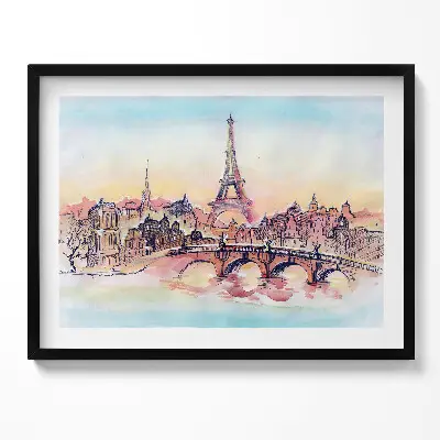 Obraz s rámom Maľovaný pohľad na Paríž