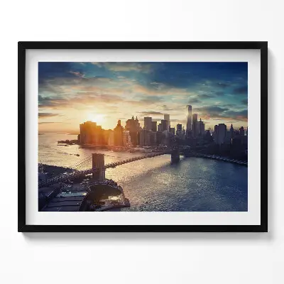 Obraz s rámom New York Manhattan pri západe slnka