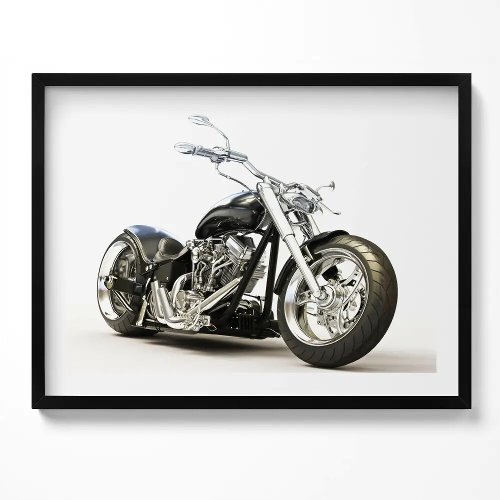 Obraz s rámom Čierny motocykel