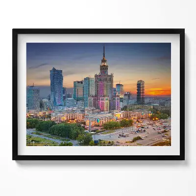 Obraz v ráme Panoráma západu slnka vo Varšave