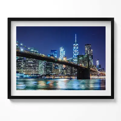 Obraz s rámom Brooklynský most v New Yorku v noci