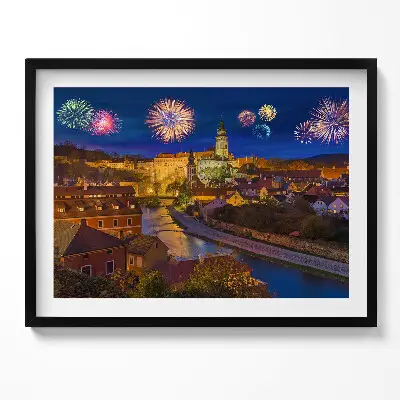 Obraz s rámom Ohňostroj Krumlov Česká republika