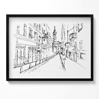 Obraz s rámom Kresba mesta Provence