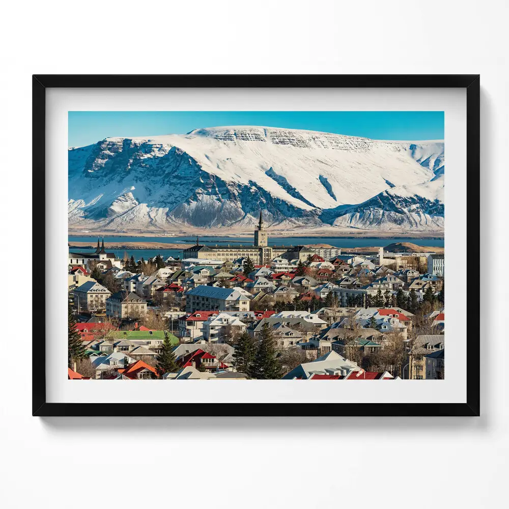 Obraz s rámom Pohľad na Reykjavík na Islande