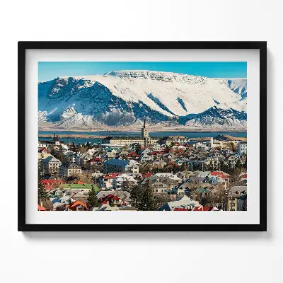 Obraz s rámom Pohľad na Reykjavík na Islande