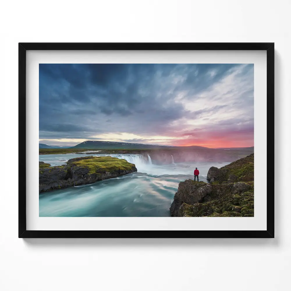 Obraz s rámom Krajina s vodopádom Godafoss