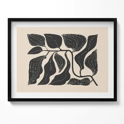 Obraz s rámom Minimalistická ilustrácia listov rastlín