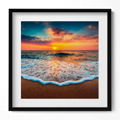 Obraz v ráme Krajina so západom slnka nad morom