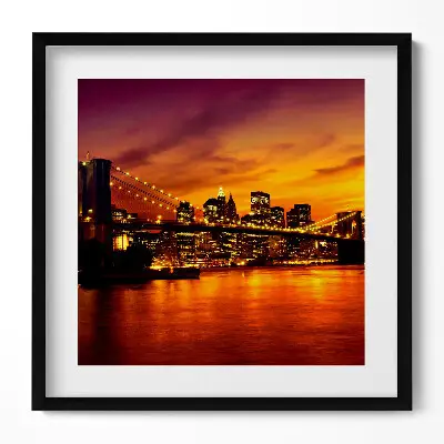 Obraz v ráme Večerný pohľad na Brooklynský most