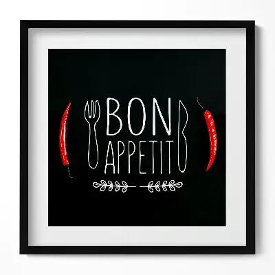 Obraz v ráme s nápisom Bon appetit