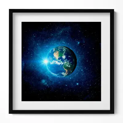 Obraz v ráme NASA Zem, galaxia a Slnko