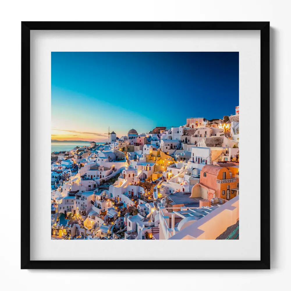 Obraz v ráme Západ slnka na Santorini