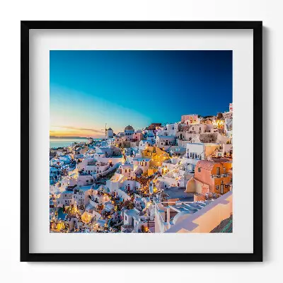Obraz v ráme Západ slnka na Santorini