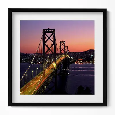 Obraz v ráme Most San Francisco a západ slnka