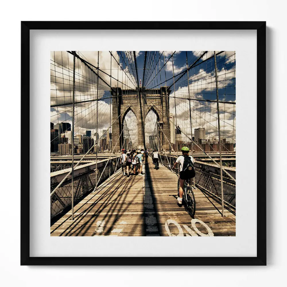 Obraz v ráme Pohľad na Brooklynský most v New Yorku