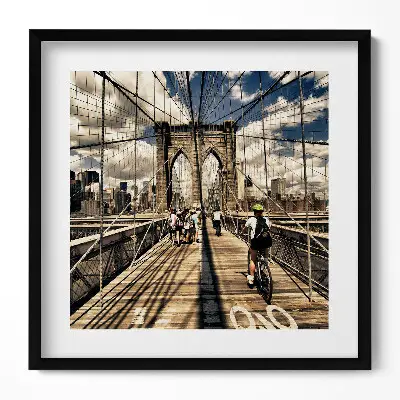 Obraz v ráme Pohľad na Brooklynský most v New Yorku
