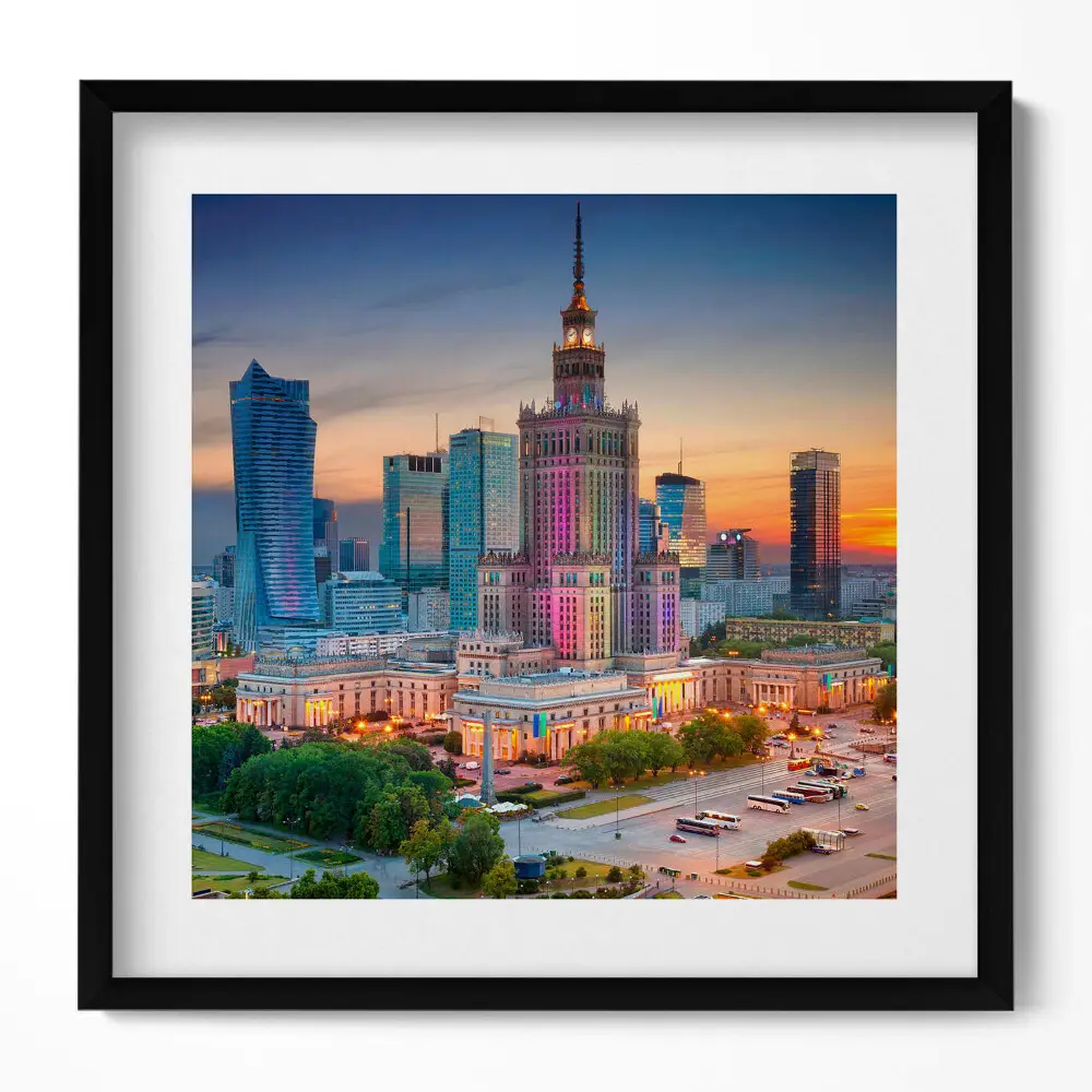 Obraz v ráme Panoráma západu slnka vo Varšave