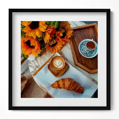 Obraz v ráme Francúzsky croissant a káva