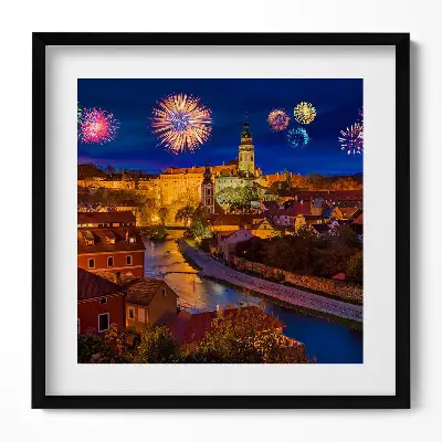 Obraz v ráme Ohňostroj Krumlov Česká republika