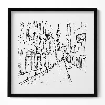 Obraz v ráme Kresba mesta Provence