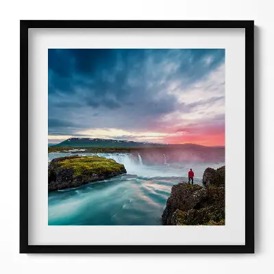 Obraz v ráme Krajina s vodopádom Godafoss
