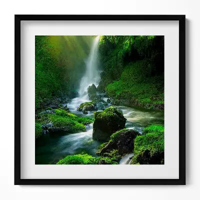 Obraz v ráme Vodopád a skaly
