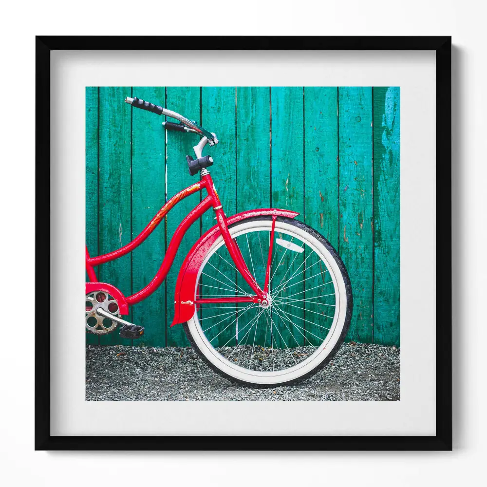 Obraz v ráme Červený bicykel