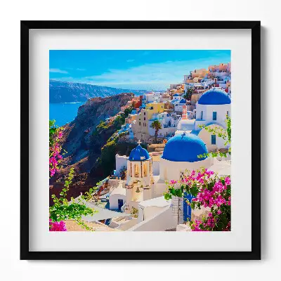Obraz v ráme Pohľad na grécku architektúru Santorini