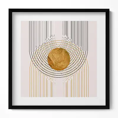 Obraz v ráme Boho abstraktné minimalistické tvary so zlatom