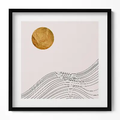 Obraz v ráme Boho abstraktné minimalistické tvary so zlatom