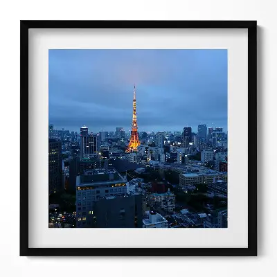 Obraz v ráme Večerná panoráma mesta Tokio