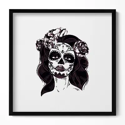 Obraz v ráme s ilustráciou dievčaťa v mexickom štýle