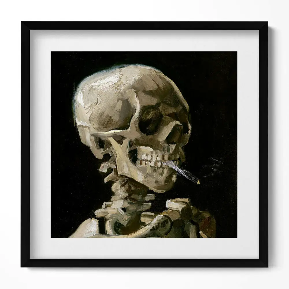 Obraz v ráme Maľba lebky s cigaretou