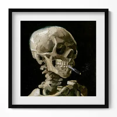 Obraz v ráme Maľba lebky s cigaretou